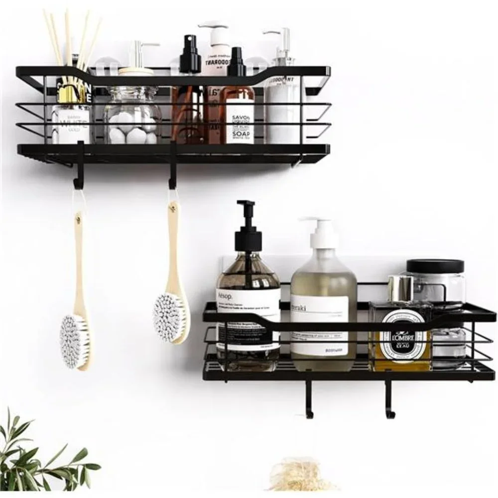 Shower Caddy 2 Pack Rustproof Shower Shelf Rack with 4 Hooks, Stainless Steel